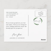 Wald Eukalyptus Wedding Vielen Dank Postkarte (Rückseite)