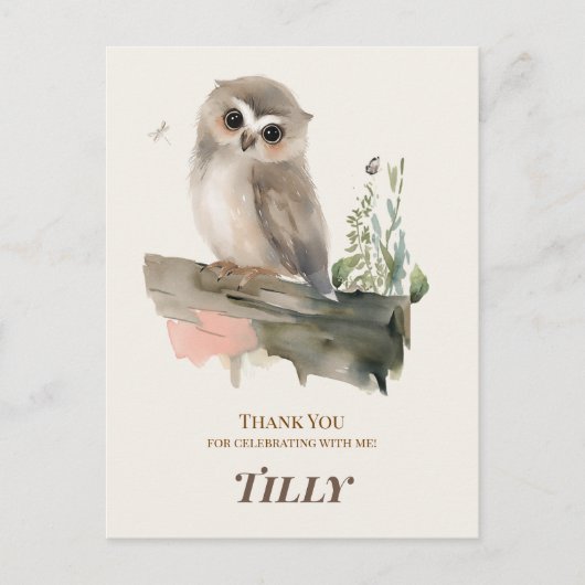Wald-Eulen-Geburtstags-Dankeskarten Postkarte (Vorderseite)