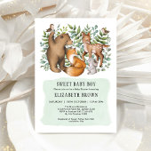 Wald Fable Woodland Animals Boy Baby Dusche Einladung