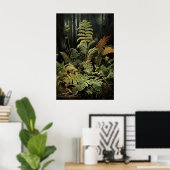 Wald-Farn-Druck, Waldlandschaft-Wandbild Poster (Heimbüro)