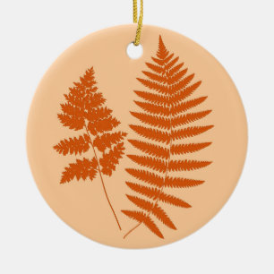 Wald-Farn-Muster, Mandarin & Hellorange     Keramik Ornament