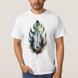 Wald Feder Hirsch Aquarell Natur Kunst T-Shirt