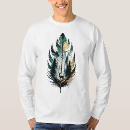 Wald Feder Hirsch Aquarell Natur Kunst T-Shirt