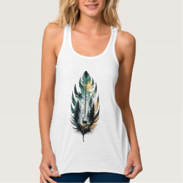 Wald Feder Hirsch Aquarell Natur Kunst Tank Top