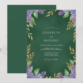 Wald Flieder Blättrige Hochzeit Einladung (Vorne/Hinten)