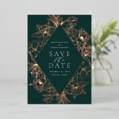 Wald | Floral Diamond Foil Save the Date Card Folieneinladung (Stehend vorne)