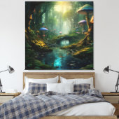 Wald flüstern: Ein Pilz-Märchenwald Leinwanddruck (Insitu (Schlafzimmer))