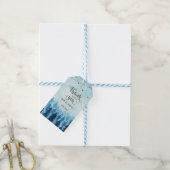Wald,Forst,Kiefern Blau Dankeschön-Geschenk  Geschenkanhänger (Mit Garn)