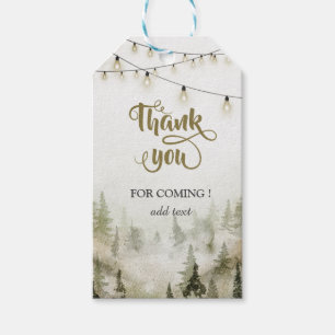 Wald, Forst, Kiefern, Lichterkette Danke Geschenkanhänger