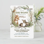 Wald Fox Eichhörnchenwald Unisex Kinderdusche Einladung (Stehend Vorderseite)