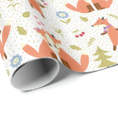Wald Foxy Foxy Foxy Wrapping Paper Geschenkpapier (Rolleneckpunkt)