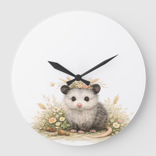 Wald Freund Wald Opossum Große Wanduhr (Vorderseite)