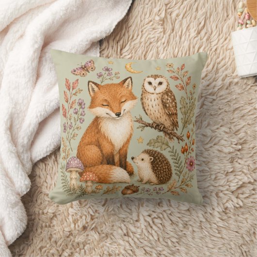 Wald Freunde Fuchs, Eule und Igel Kissen (Decke)