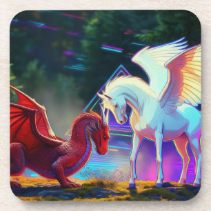 Wald Freunde - Junger Drache und Junger Pegasus Getränkeuntersetzer