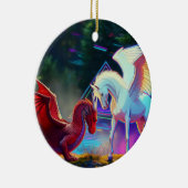 Wald Freunde - Junger Drache und Junger Pegasus Keramik Ornament (Rechts)