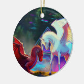 Wald Freunde - Junger Drache und Junger Pegasus Keramik Ornament (Links)