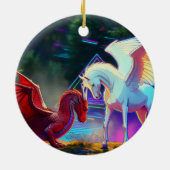 Wald Freunde - Junger Drache und Junger Pegasus Keramik Ornament (Hinten)