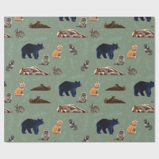 Wald Freunde Wilde Tiere Geschenkpapier (Flach)
