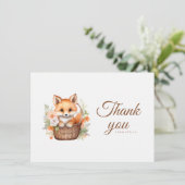 Wald-Fuchs-Aquarell-Blumen-Flat Dankeskarte (Stehend Vorderseite)