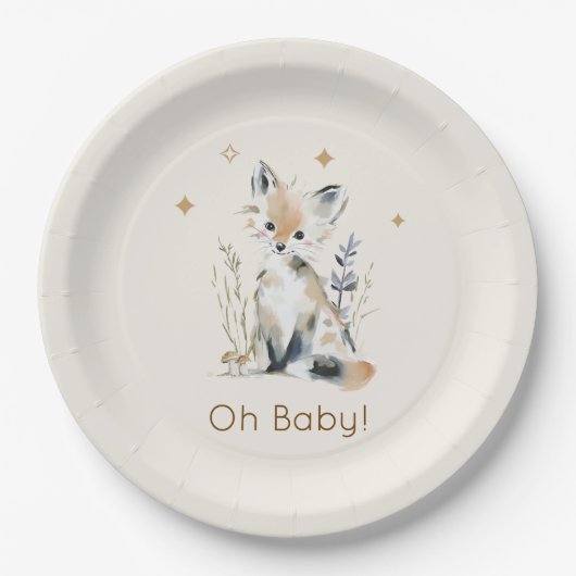 Wald-Fuchs-Baby-Party Pappteller (Vorderseite)