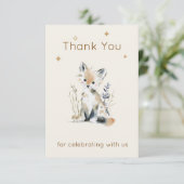 Wald Fuchs Baby Shower Dankeskarten Dankeskarte (Stehend Vorderseite)