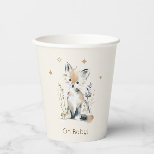 Wald Fuchs Baby Shower Papiertassen Pappbecher (Vorderseite)