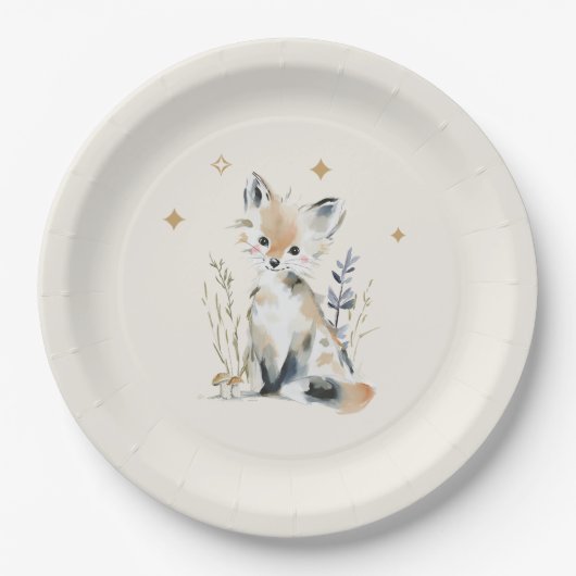 Wald Fuchs Baby Shower Pappteller (Vorderseite)