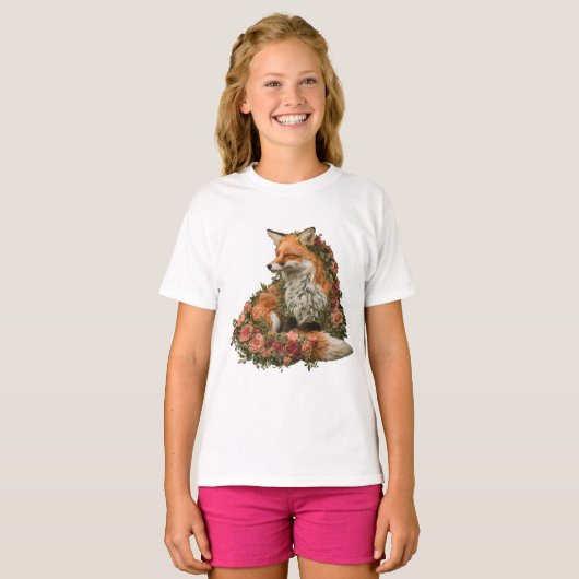 Wald Fuchs besticktes Puzzle T-Shirt (Vorne ganz)