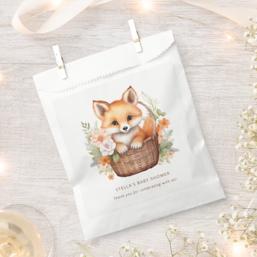 Wald-Fuchs-Blumen-Baby-Shower-Dankeschön Geschenktütchen (Ausgeschnitten)