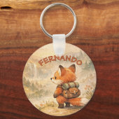 Wald-Fuchs-Explorer Süße Wasserfarbe Schule  Schlüsselanhänger (Vorderseite)