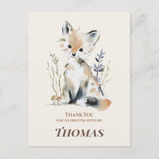 Wald-Fuchs-Geburtstags-Dankeskarten Postkarte (Vorderseite)