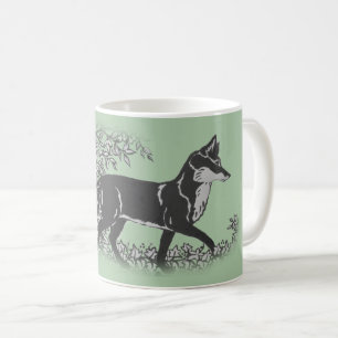 Wald Fuchs Grau, Grün Vintage Rustikales Tier Kaffeetasse