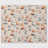 Wald Fuchs Hase Aquarell Boho Geschenkverpackung P Geschenkpapier (Flach)