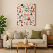 Wald Fuchs Hase Aquarell Boho Kinderzimmer Leinwan
