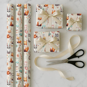 Wald Fuchs Hase Geschenkpapier-Set aus 3 Bogen Geschenkpapier Set