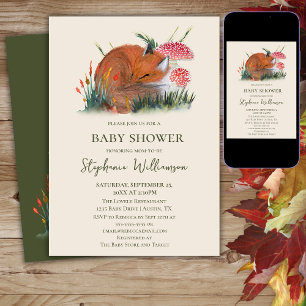 Wald Fuchs Herbst Babyparty Cottage Core Einladung