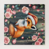 Wald Fuchs in Weihnachtsmütze Puzzle (Horizontal)