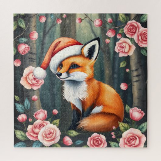 Wald Fuchs in Weihnachtsmütze Puzzle (Vertikal)