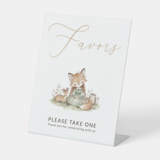 Wald-Fuchs-Mädchen-Geschenke Baby Shower Sockelschild (Vorderseite)