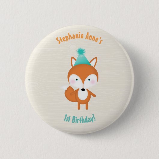 Wald Fuchs mit Luftballons Button (Vorderseite)
