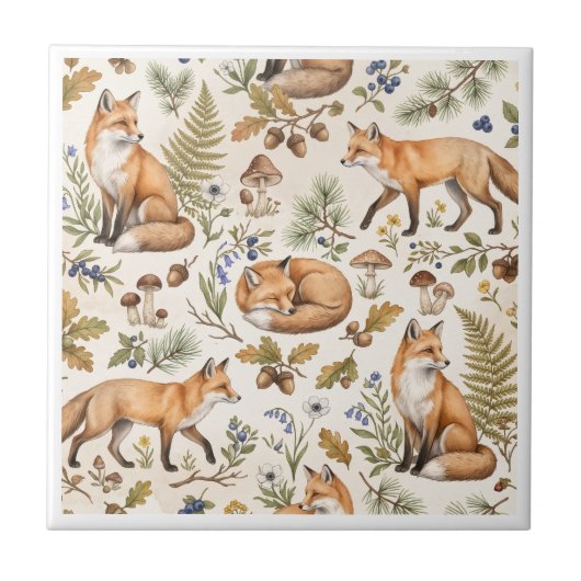 Wald-Fuchs-Muster | Waldtiere Fliese (Vorderseite)