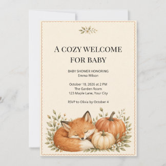Wald-Fuchs-und-Kürbis-Herbst-Baby-Party Einladung