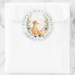 Wald Fuchs   Wald Baby Shower Geschenk Runder Aufkleber