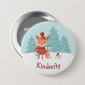 Wald Fuchs Weihnachten personalisiert Button (Vorne & Hinten)