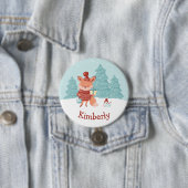 Wald Fuchs Weihnachten personalisiert Button (Beispiel)