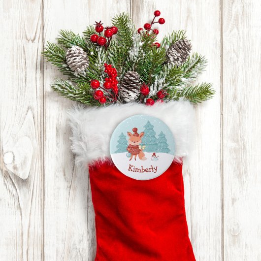 Wald Fuchs Weihnachten personalisiert Button