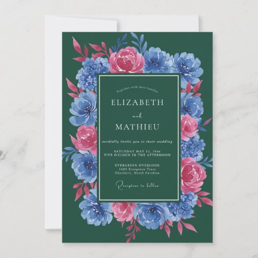 Wald-Fuchsien-Kranz-Hochzeit Einladung (Vorderseite)