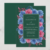 Wald-Fuchsien-Kranz-Hochzeit Einladung (Vorne/Hinten)