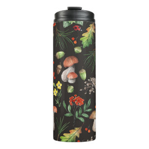 Wald Fülle: Wasserfarbe Pilzmuster Thermosbecher