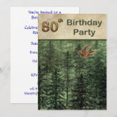 Wald für die Geburtstagsparty der Bäume 80 Einladung (Vorne/Hinten)